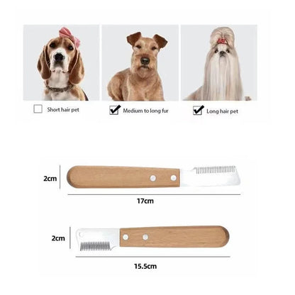 Professional Grooming Dog Comb Stainless Steel Wooden Handle Stripping Knife Pet Hair Remover Pluck Excess Undercoat accessories