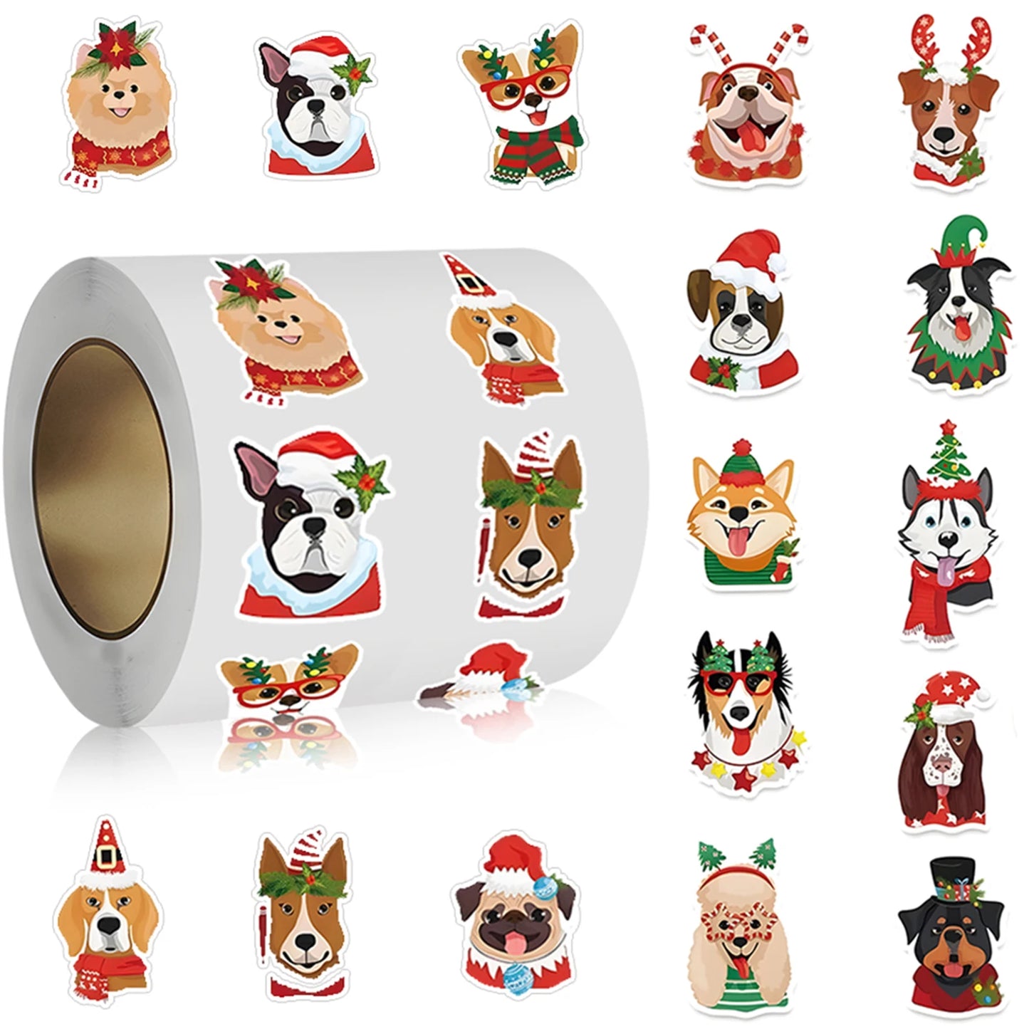 100-500pcs Cartoon Dog Christmas Stickers Party Christmas Gift Wrapping Label Children Scrapbook Stationery Stickers