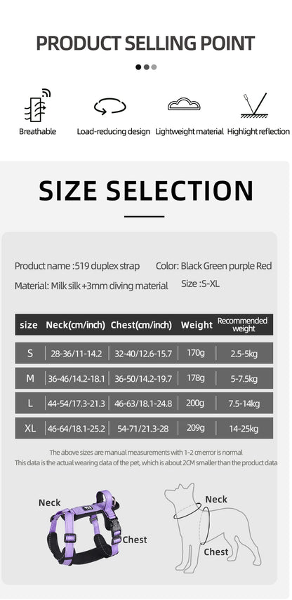 Anti-Escape Dog Harness with Handle Reflective Nylon Dog Harness Vest for Small Medium Dogs French Bulldog Walking Pet Supplies