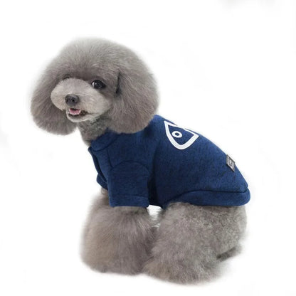 Cute Fleece Pet Clothes Fish Bone Pattern Warm Dog Hoodie Sweater Autumn Winter Dog Vest Button Dogs Short Sleeve Jacket Vest