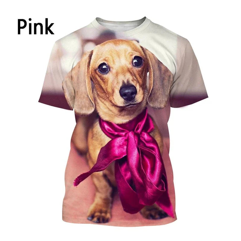 the DACHSHUNDS - Dachshund 3D Printed T-Shirt, Men/Women Summer Funny Dog Graphic T-Shirts, Casual Harajuku Style Kids O-Neck Tee Tops Clothing