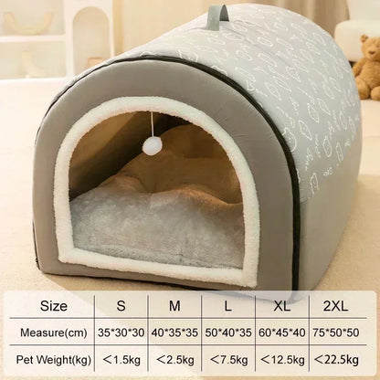 Winter Warm Foldable Pet House Removable Washable Dog Kennel Puppy Cave Sofa Pet Bed House for Large Dog and Small & Medium Cats