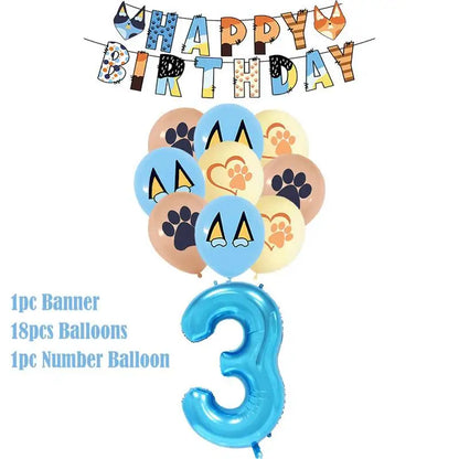 New Cartoon Dog Birthday Party Decoration Setup Boys Children Blue Dogs Party Favor Tableware Plate Napkin Cup Supplies Full Set