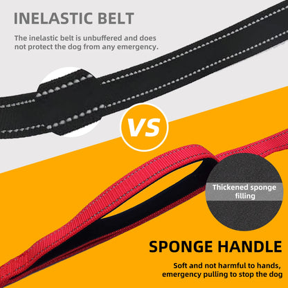 the COMMANDPRO REFLECTIVE LEASH - Heavy Duty Dog Leash - Nylon Reflective with Soft Padded 2 Handle & Auto Lock, Frog Clip, Outdoor Dog Leash with a Dog Poop Bag