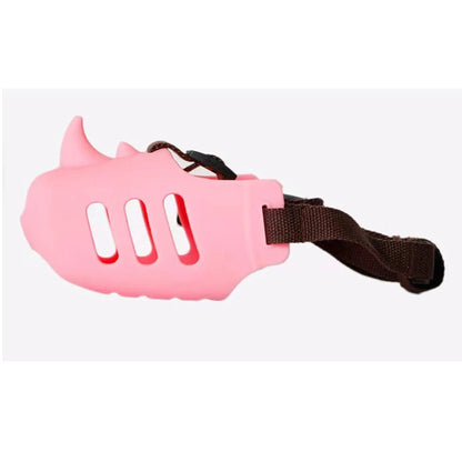 the RHINOSHIELD PET MUZZLE - Pet Dog Muzzle, Silicone Pet Muzzle, Anti-Biting, Barking, and Eating, Rhinoceros-Shaped Medium and Large Dog Muzzle