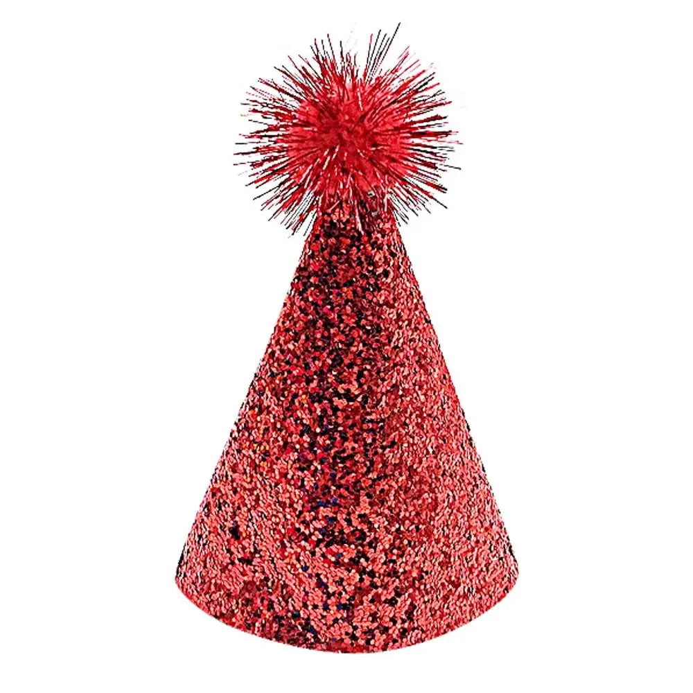 Cute Decorative Pet Birthday Hat Adjustable Foldable Dog Sparkling Hat with Ball Cat Headgear for Birthday