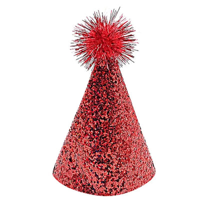 Cute Decorative Pet Birthday Hat Adjustable Foldable Dog Sparkling Hat with Ball Cat Headgear for Birthday
