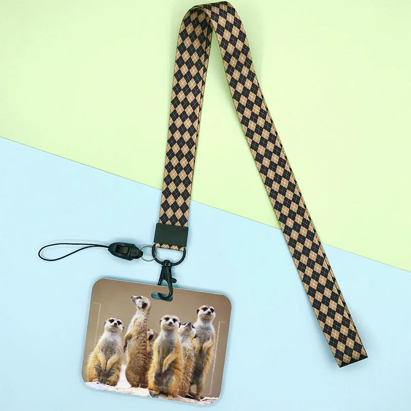 Cat and dog pattern Bank Credit ID Card Student Bus Card Holders Storage Protective Shell Pendant