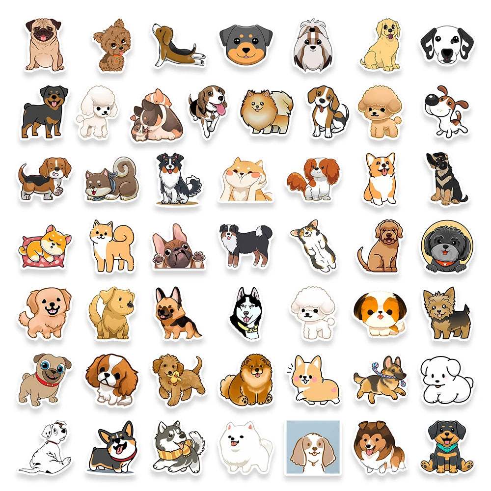 Cute Cartoon Dog Puppy Stickers Pet DIY Kids Toy Animal Waterproof Decal for Scrapbook Laptop Phone Luggage Bottles Decorative