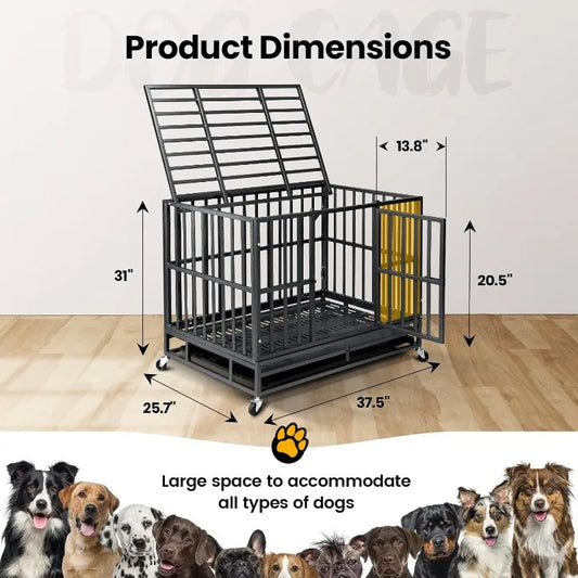 the DOG CAGE - 38 Exit Dog Cage, Large Outdoor Reinforced Golden Retriever/Labrador Cage, Medium Pet Cage