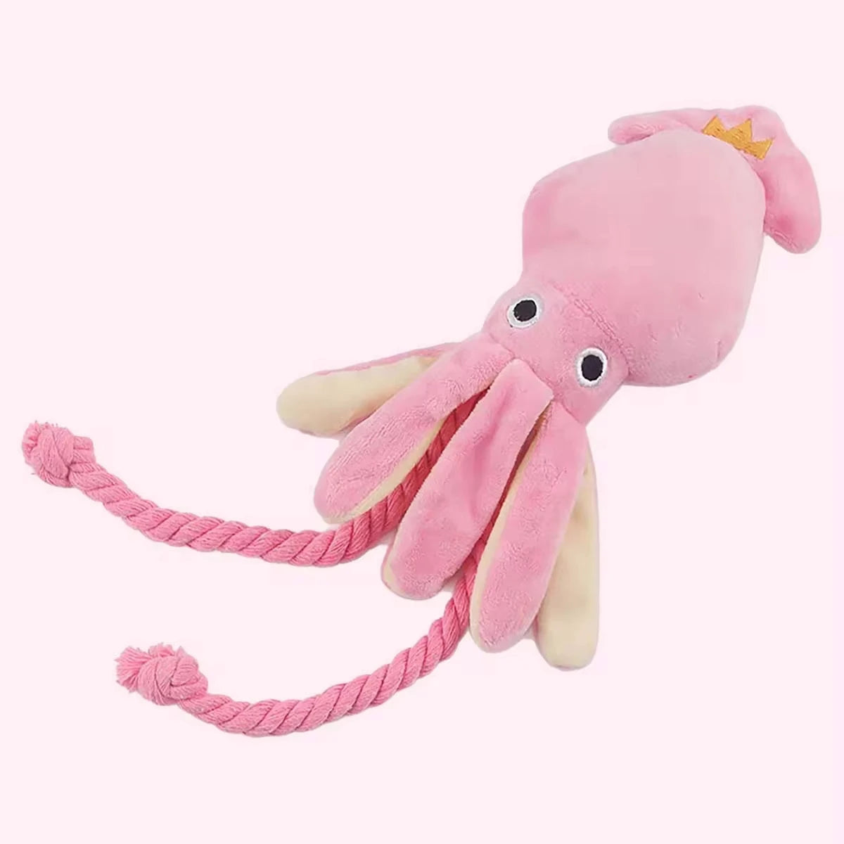 the CHEWSQUID INTERACTIVE - Pet Plush Toy for Small/Large Dogs/Cats, Molar Training Squeaky Toys, Octopus Shape Interactive Cotton Rope Toy, Dog Accessories