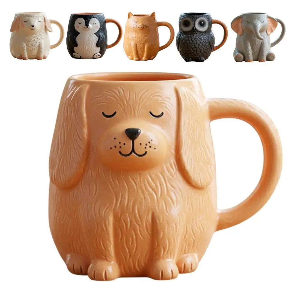 Animal Shaped Ceramic Mug Design Coffee Cup Shape Resin Mug Set Elephant Sheep Owl Cat Dog Styling Hot Drink Cups for Home Decor