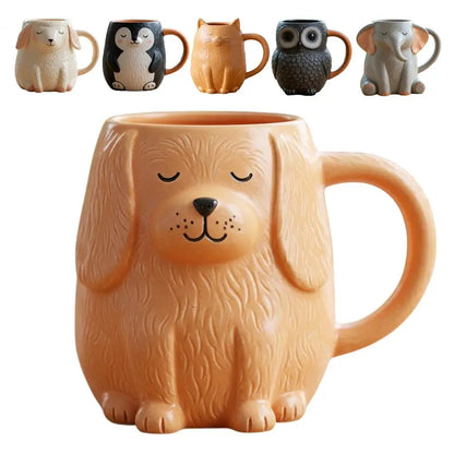 Animal Shaped Ceramic Mug Design Coffee Cup Shape Resin Mug Set Elephant Sheep Owl Cat Dog Styling Hot Drink Cups for Home Decor