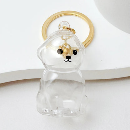 5pcs Cute Transparent Plastic Keychain Dog Hair Storage Keyring Bag Car Interior Decoration Pendant Souvenir For Family Members
