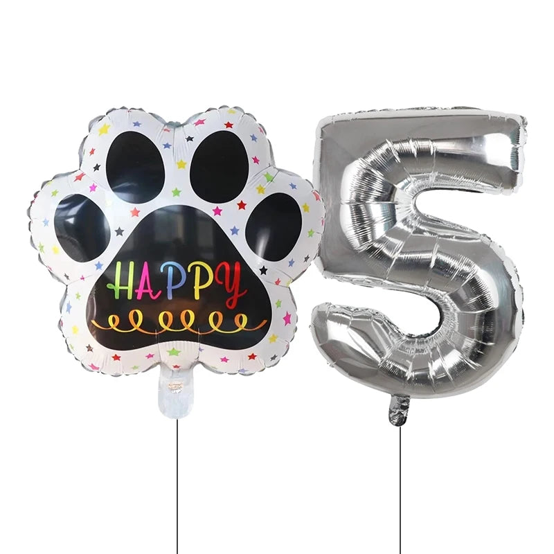 2 pieces/set Let us Pawty Big Dog PAWS Aluminum Balloons 30 inch figure 1 2 3 4 year old birthday party decoration Balloon Baby