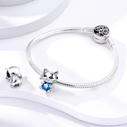 Dog Pet Charms 925 Silver Doggy Paw French Bulldog Bones Beads fit Original Bracelet DIY Fine Jewelry
