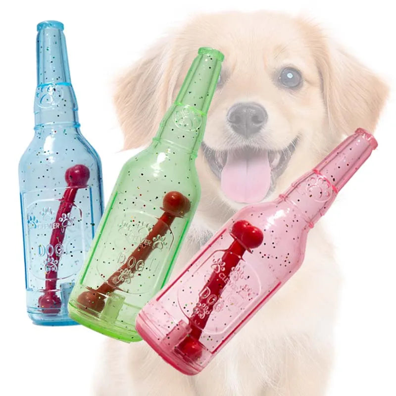 Pet Chew Toy Summer Floating Rubber Bottle For Puppy Interactive Teeth Cleaning Dog Squeaky Toy With Bone Dogs Toys