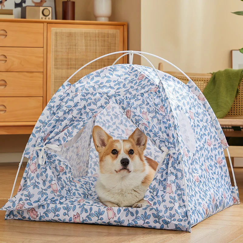 the PRETTY PET TENT - Foldable Outdoor Portable Easy Doghouse, Folding Pet Bed Cage, Pet Tent House