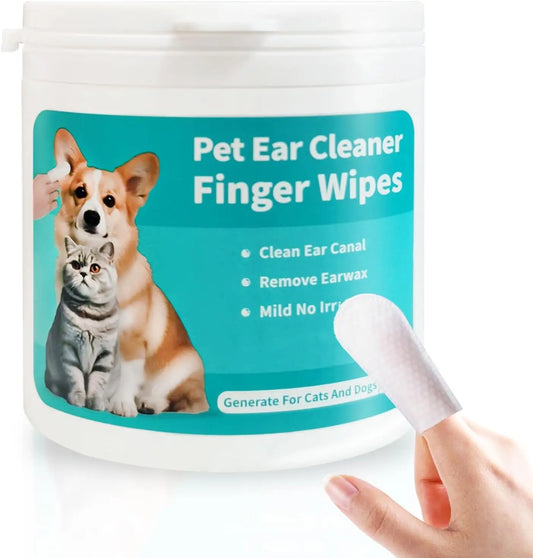 the DOGGY EAR CLEANER - Pet Ear Wipes, Ear Cleaner Finger Wipes for Cats and Dogs, Soft & Easy Optic Cleaning Pads, Pet Supplies for Regular Soothing