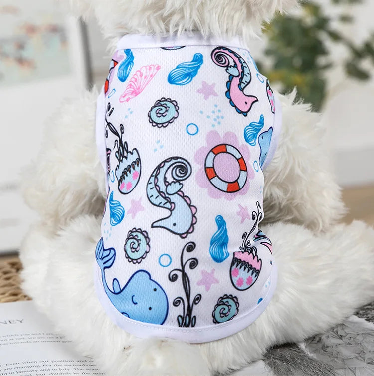 Quick-drying Yorkie Dog Vest Dog Tank Top Summer/Spring Cartoon Hoodie Chihuahua Dog Clothes French Bulldog Puppy Dogs/Cat Shirt