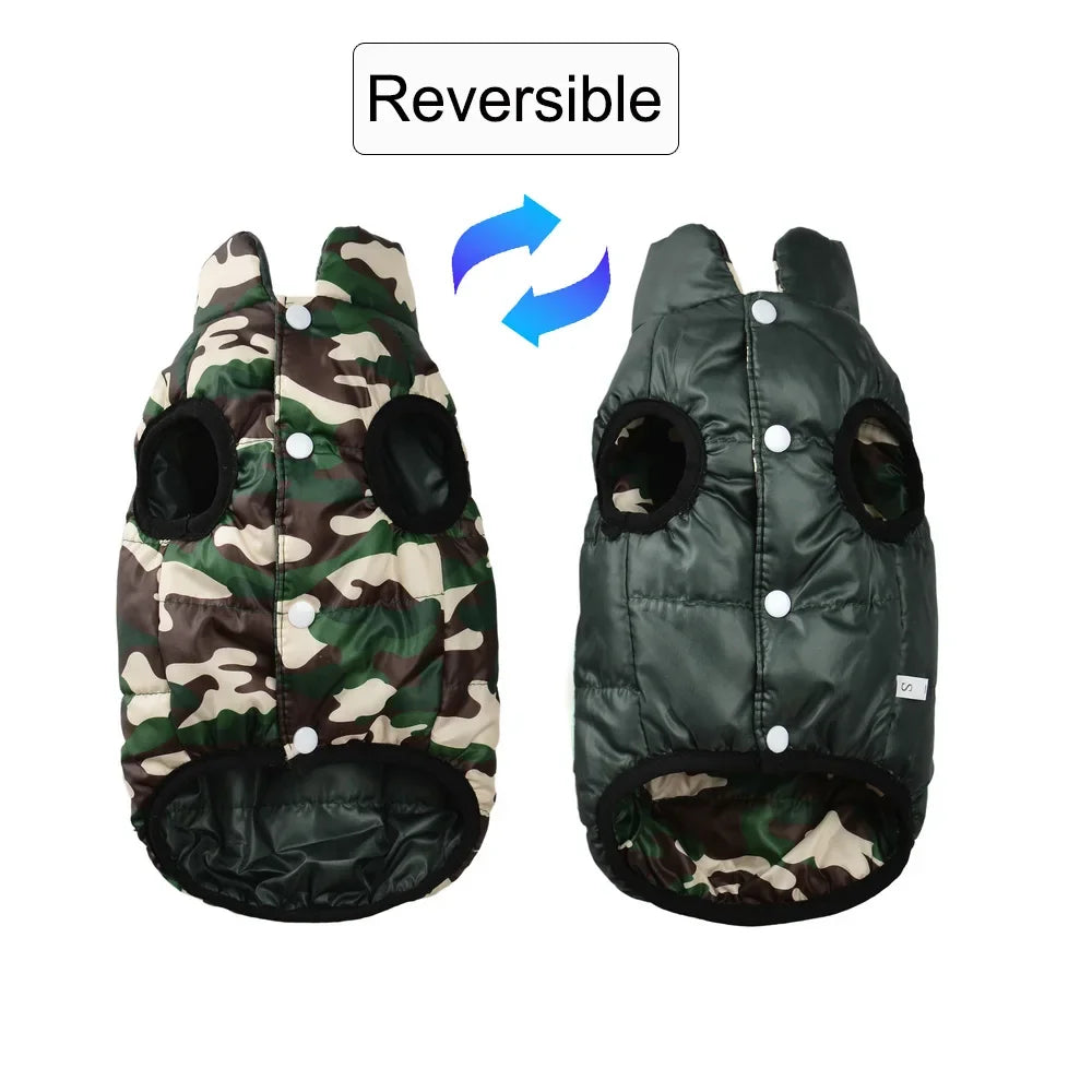 Reversible Winter Warm Dog Clothes Windproof Pet Vest Jacket For Small Medium Dogs Cats Chihuahua French Bulldog Yorkshire Coat