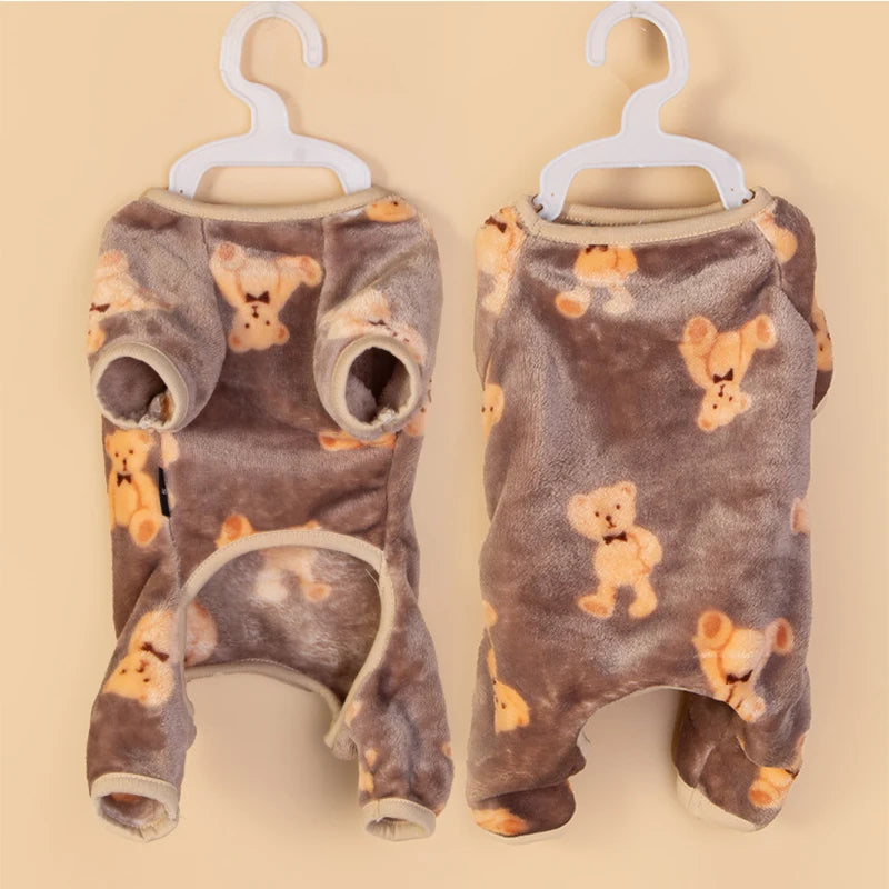 Soft Warm Fleece Dog Pajamas for Small Dog Cat Clothes French Bulldog Chihuahua Jumpsuit Poodle Shih Tzu Overalls Dogs Supplies