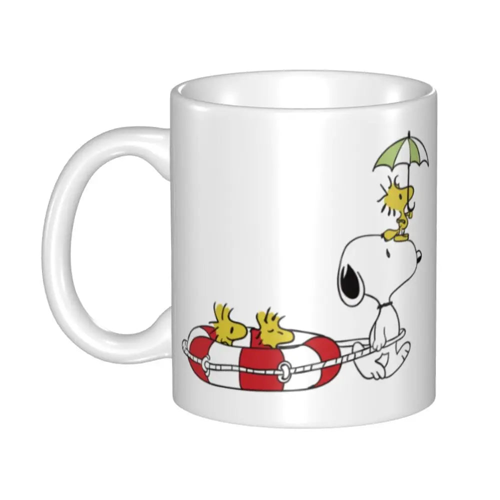 Manga Snoopy Woodstock Cartoon Dog Coffee Mug DIY Customized Ceramic Tea Milk Mug