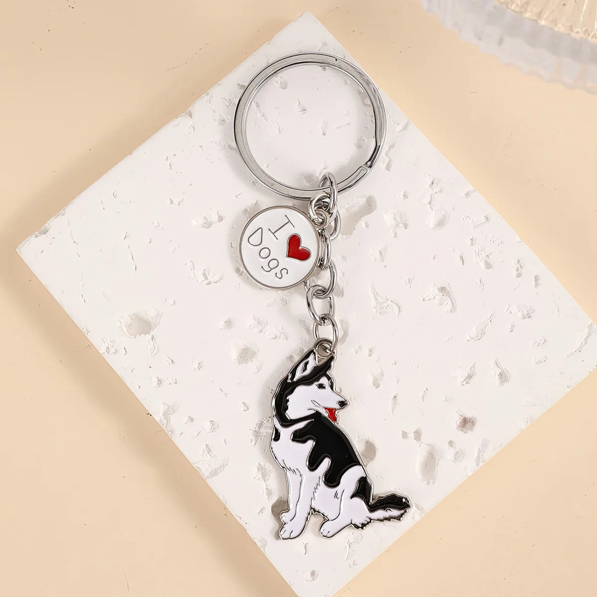 I LOVE Alaska Husky Dog Keychain Cute animal Cartoon dog Keychain dog Gift For woman Man Jewelry