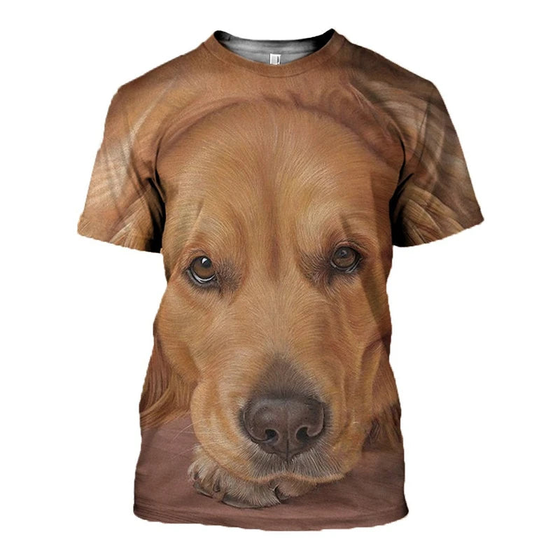 the AMERICAN DOG - Fashion 3D Dog Pet Print Men's T Shirt Casual O-neck Loose Short Sleeve Tops Fashion Trend Summer Oversized T-shirt Men Clothing