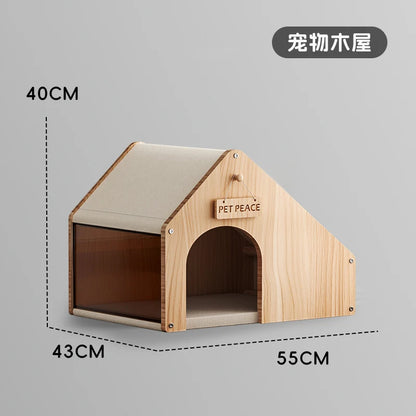 the SERENITY SANCTUARY - Doghouse, Closed Design, Sense of Security, Summer Doghouse, Pet Dog, Solid Wood House, Indoor