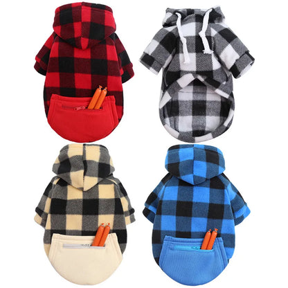 Autumn and Winter Warm Pockets Zipper Small Medium and Large Dog Clothes Pet Cat Teddy Bathroom Clothing Supplies