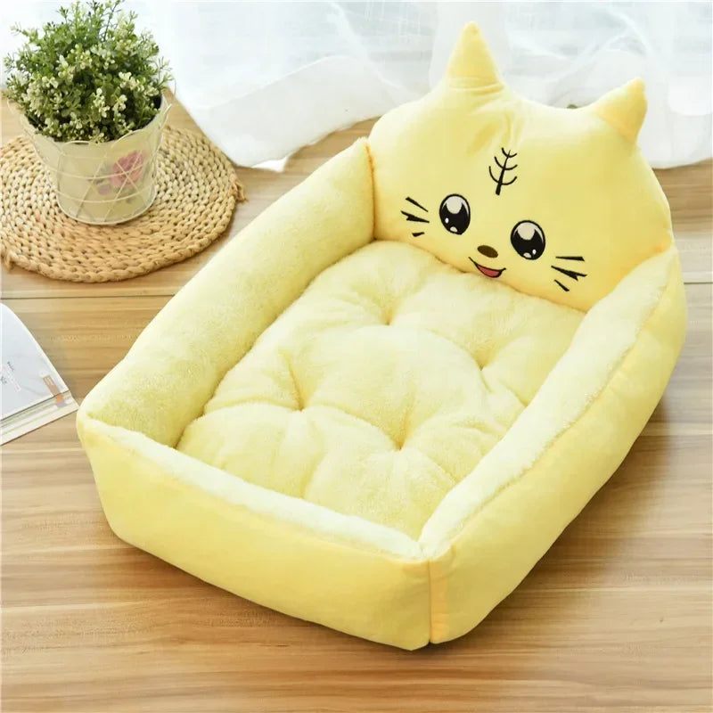 Cute Cartoon Pet Beds for Small Medium Dogs Winter Warm Puppy Cat Sofa Bed Washable Chihuahua Bulldog Kennel Mascotas Supplies