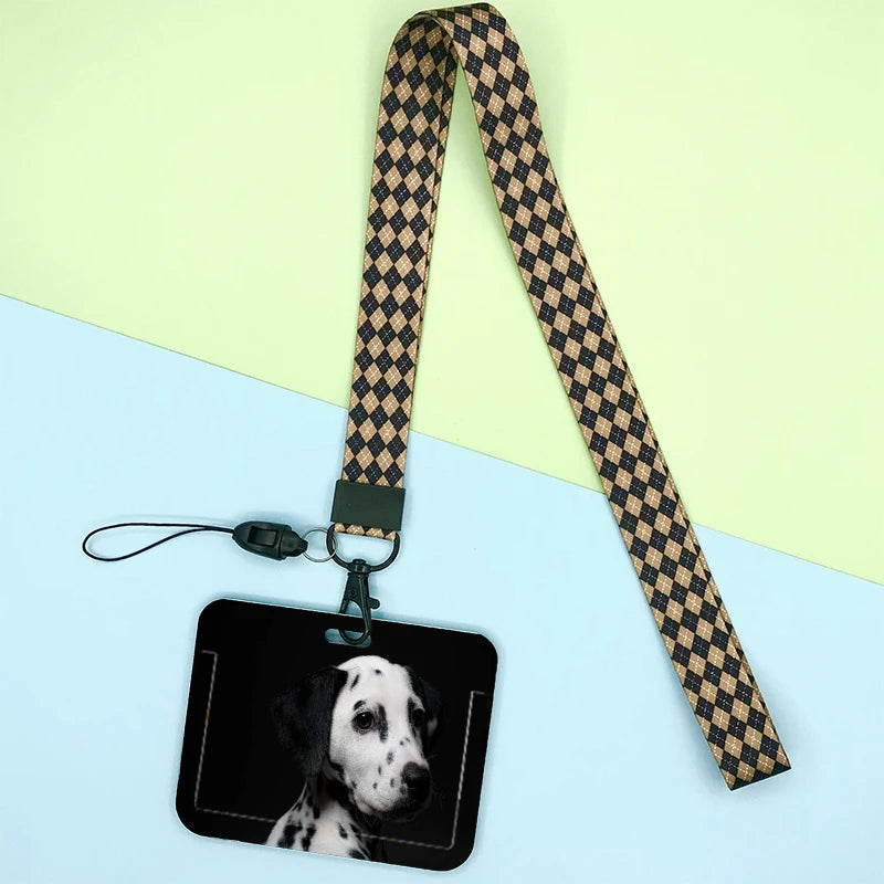 Cat and dog pattern Bank Credit ID Card Student Bus Card Holders Storage Protective Shell Pendant
