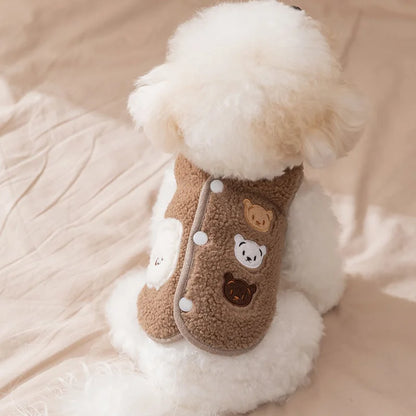 Fleece Dog Coat Puppy Winter Clothes Thin Cardigan Vest Chihuahua Bichon Costume Plush Warm Dog Coat Jacket Luxury Dog Clothing