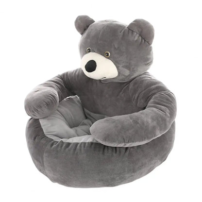 Dog Bed Plush Fabric Soft Pet Sofa Warm Fluffy Teddy Bear Dog Bed with Armrests Cozy Plush Cat Sofa Bed Non-slip for Cats