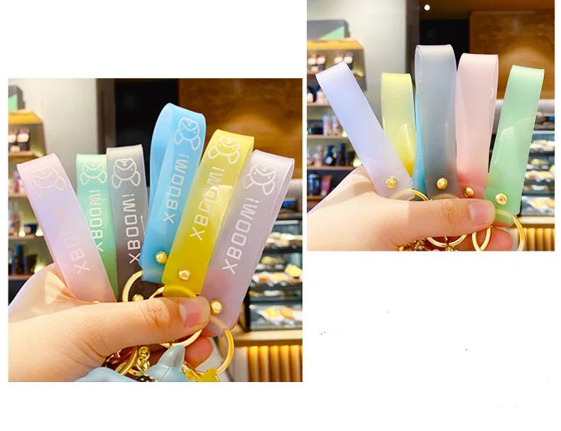 Transparent Colorful Dog Keychains Men Car Key Ring Fashion French Bulldog Keychain for Women Bag Pendant Christmas Gift