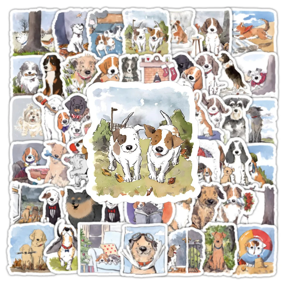 10/30/50/100PCS Happy Dog Stickers Funny Dog Cartoon Sticker Animal Decals DIY Luggage Laptop Phone Car Bike Skateboard Kids Toy
