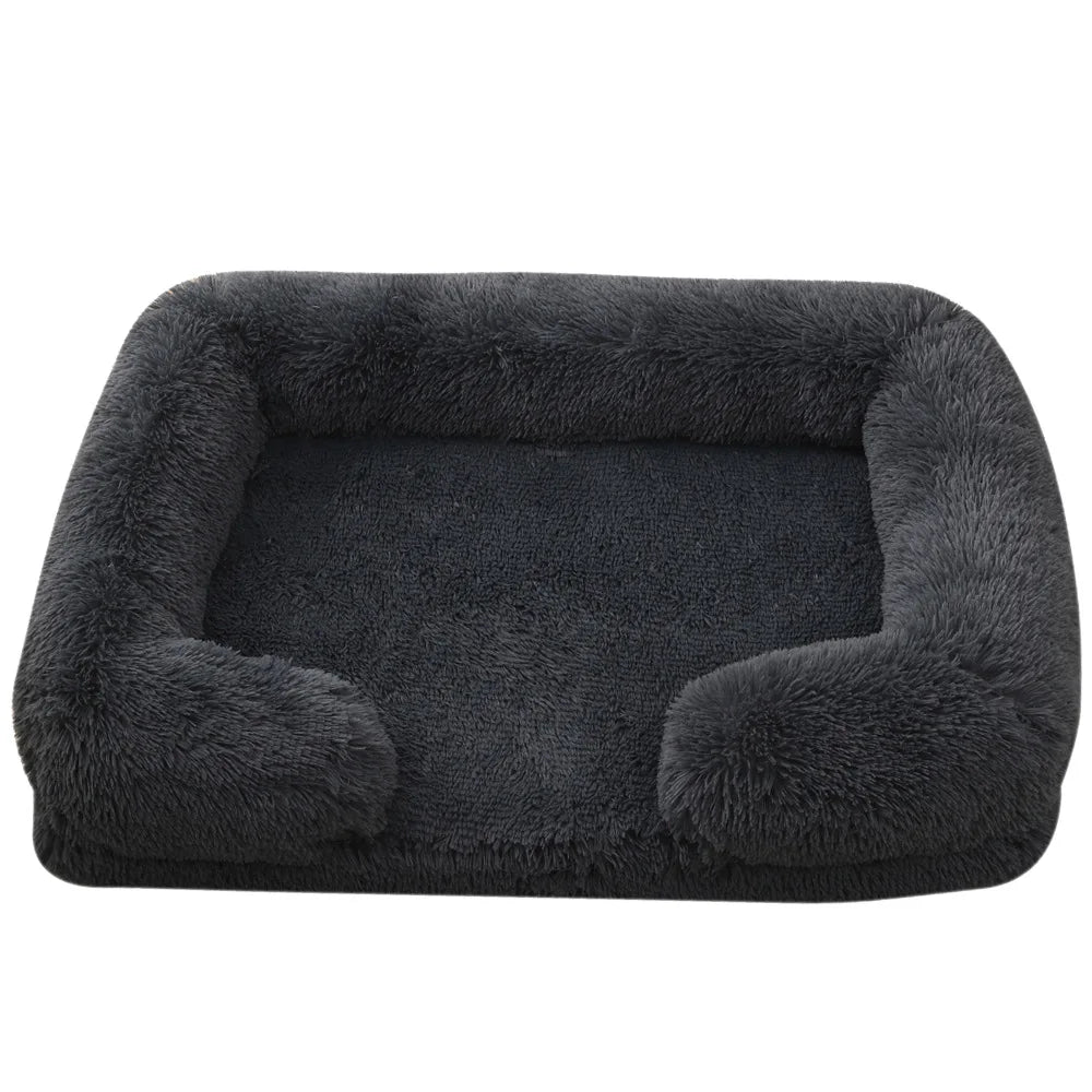 Full Filling Medium Dog Bed Half Surround Large Dog Sofa Soft Square Cat Bed Kennel Plush Puppy Nest House Accessories