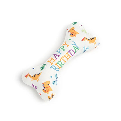 the BIRTHDAY BONE - Dog Toys, Bone Bite Resistant Interactive Toys, Relieve Emotions Squeaking Sound Plush Chew, Vocalize Toys - Birthday Gift