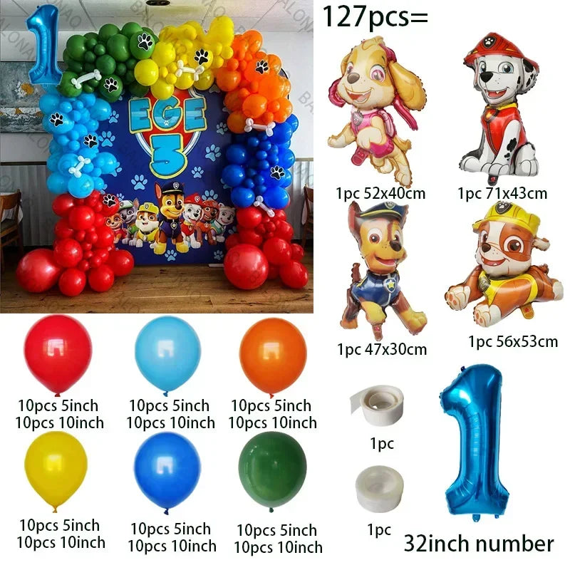 1set Dog PAW Patrol Aluminum Balloons figure 1 2 3 4 5 6 year old birthday party decoration Balloon Baby