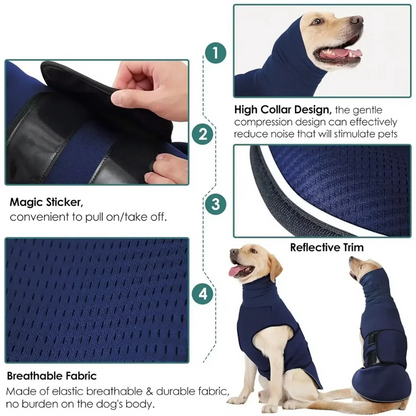 the CALMING VEST - Dog Anxiety Vest, Thunder Jacket for Large Dog, Calming Jacket with Hoodie, Dog Anxiety Jacket, Dog Hoodies for Noise