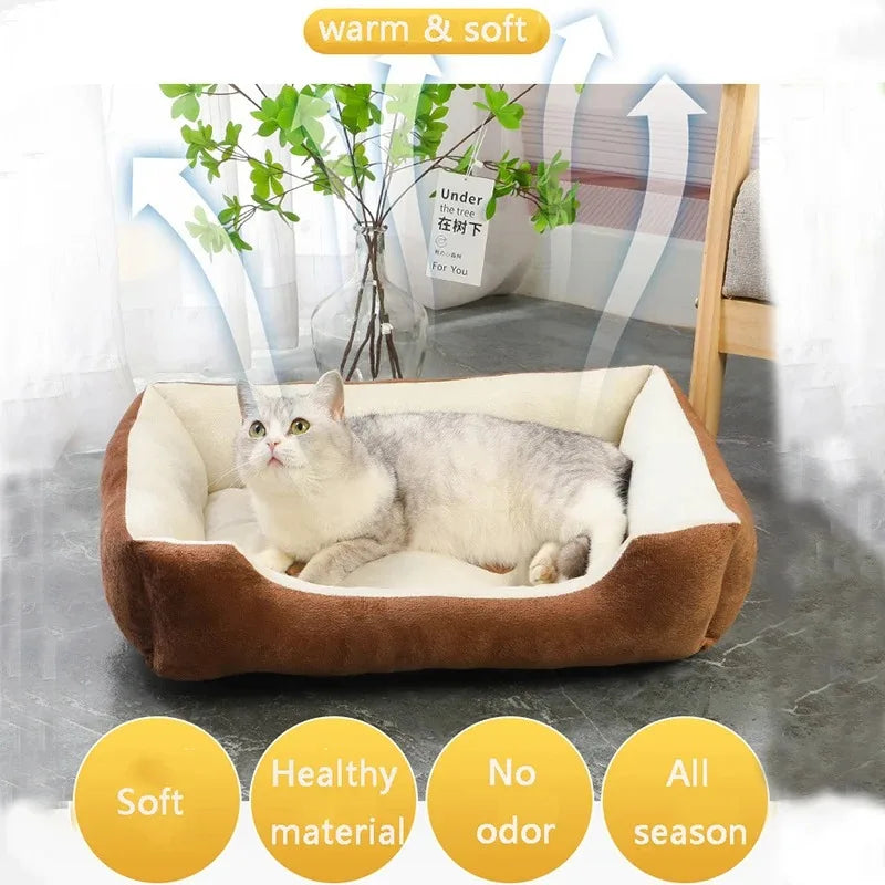 Dog Bed for Large Dog Cushion Square Breathable Non-slip Sleeping Cat Bed Winter Warm Thickened Dog Bed Soft Cat Mat Pet House