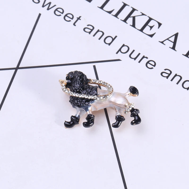 Enamel Puppy Brooches for Women Unisex Rhinestone Animal Pin Dog Lapel Pins Office Party Friend Luxury Gifts Jewelry Accessories