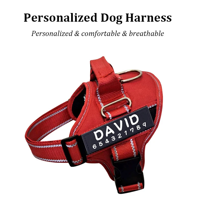 Dog Harnas No Pull Reflective Breathable Adjustable Pet Harnas Dog Vest Id Custom Name tag outdoor dog walking supplies