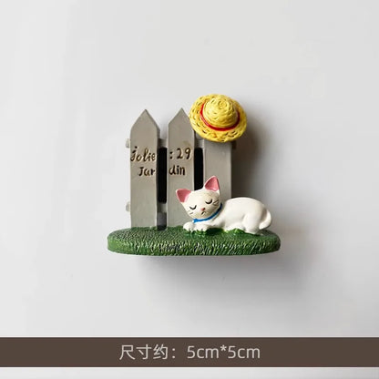 3D Fridge Magnet Puppy Cartoon Cat and Dog Refrigerator Stickers  Anti-theft Entrance Door Decorative Magnetic Creative Message