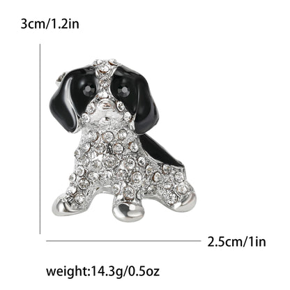 Enamel Puppy Brooches for Women Unisex Rhinestone Animal Pin Dog Lapel Pins Office Party Friend Luxury Gifts Jewelry Accessories