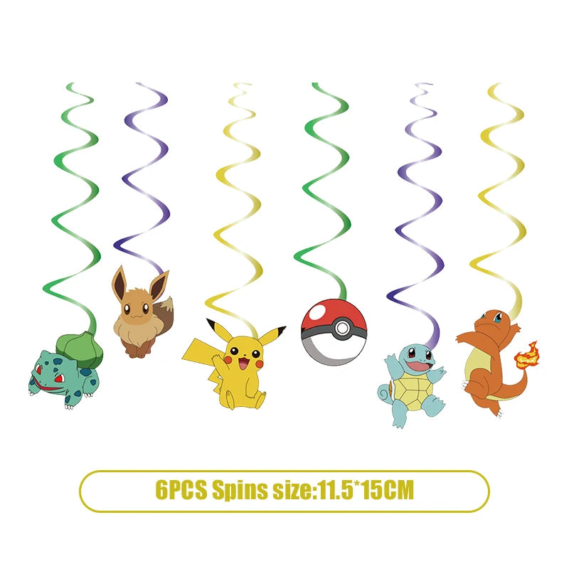 Pikachu Birthday Pokemon Party Decorations Pikachu Foil Balloons Disposable Tableware Plate Napkin Banner For Boy Party Supplies