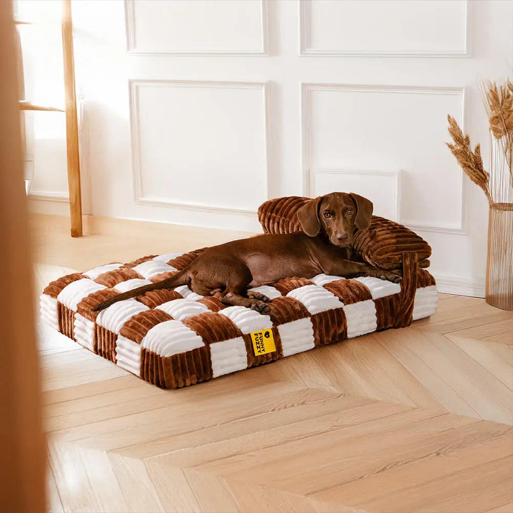 Handmade Plush Square Orthopedic Support with Pillow Large and Small Dog Beds Warm and Soft Dog Comfort Pads Pet Mattresses