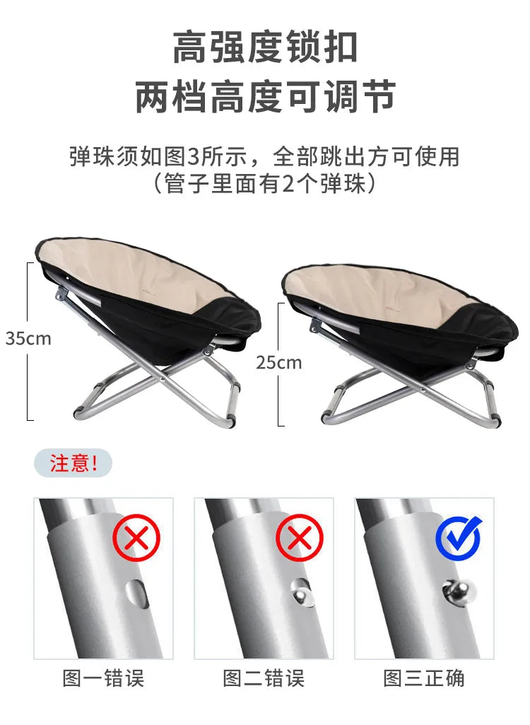 Folding Pet Bed Chair Portable Round Elevated Cat Bed Waterproof Puppy Chair Pet Moon Bed Two Height Adjustments Pet Gift