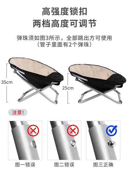 Folding Pet Bed Chair Portable Round Elevated Cat Bed Waterproof Puppy Chair Pet Moon Bed Two Height Adjustments Pet Gift